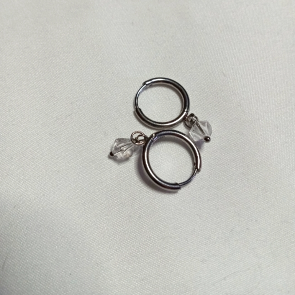 Clear Quartz Crystal Hoop Dangle Earrings Shamana Co